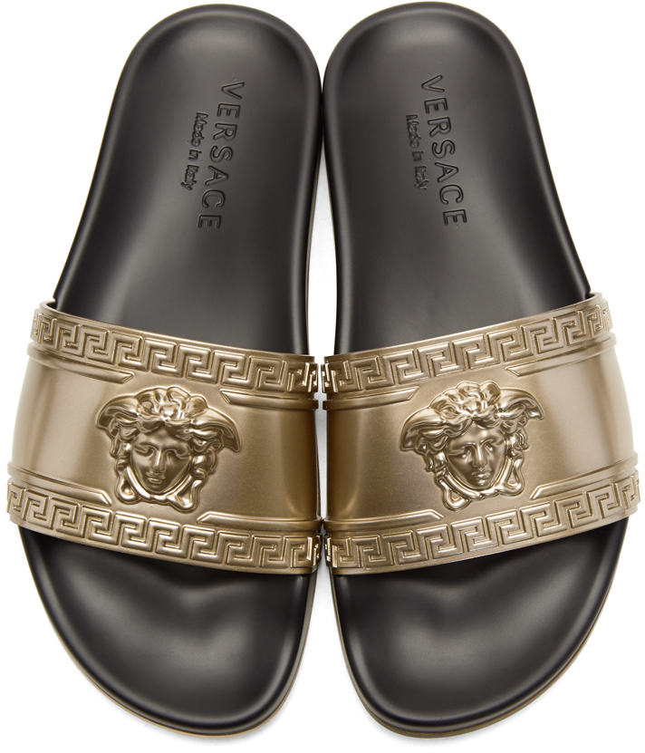 Footwear Deal Alert – Versace Medusa Slides (Black/Gold) – mensfashionneeds